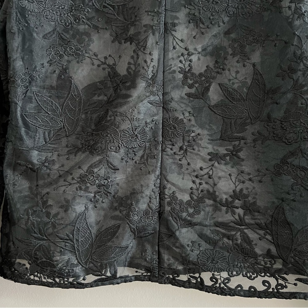 NA-KD Women’s Black Floral Lace Sheer Top Embroidered Elegant Size 40 - Picture 9 of 16